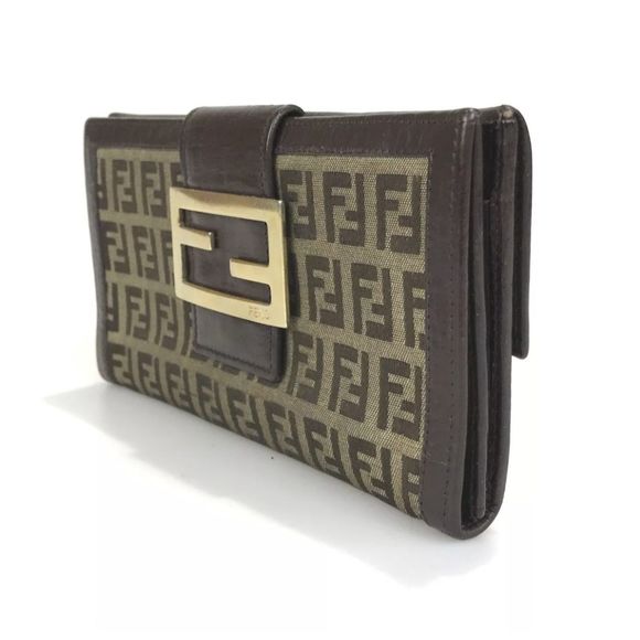 FENDI WALLET BI FOLD ZUCCA PATTERN CANVAS 2289 8M0032 TN9 099 Authentic - Picture 4 of 12